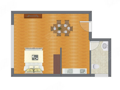 1室1厅 56.16平米户型图