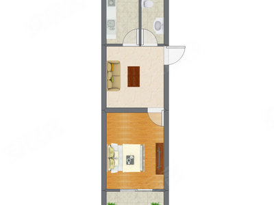 1室1厅 29.39平米户型图