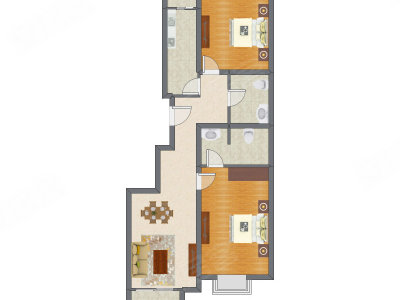 2室2厅 98.60平米户型图