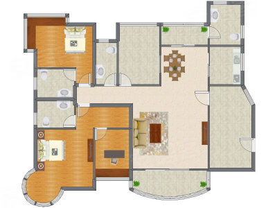 2室2厅 168.00平米户型图