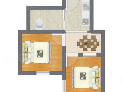2室1厅 33.00平米户型图