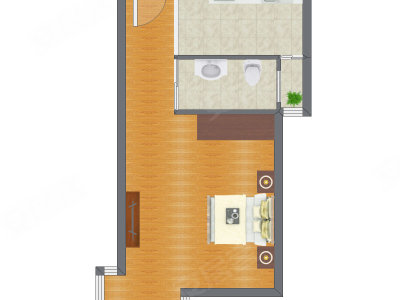1室0厅 55.50平米户型图