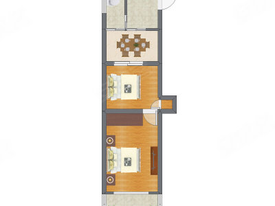 2室1厅 50.37平米户型图