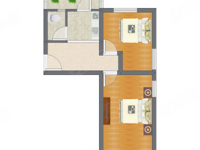 2室1厅 52.50平米