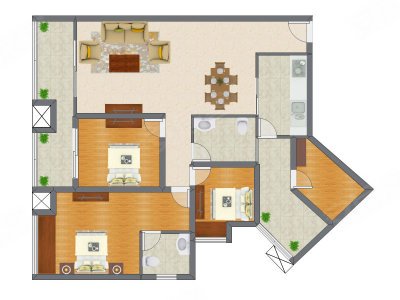 3室2厅 136.04平米户型图