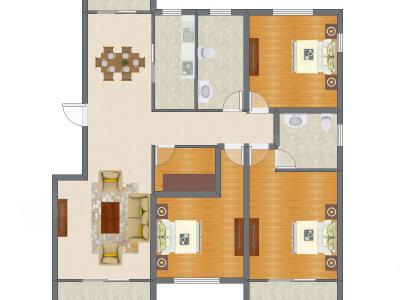 3室2厅 140.59平米
