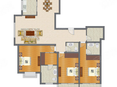 3室2厅 179.40平米户型图