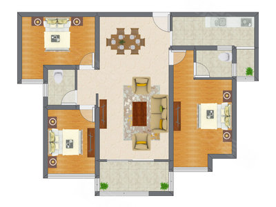 3室2厅 129.92平米户型图