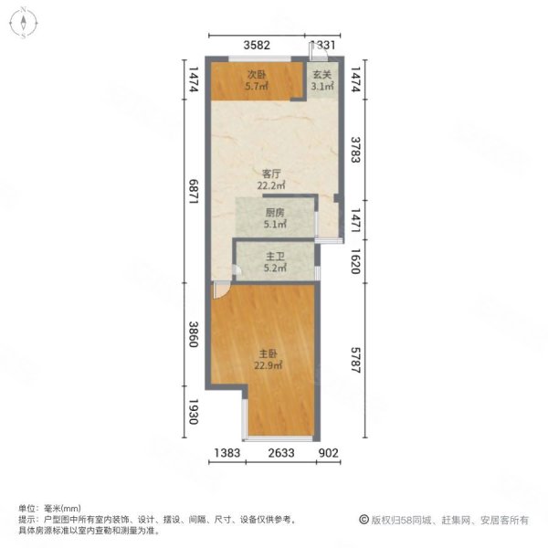 奉贤绿地香颂(公寓住宅)1室1厅1卫62.37㎡南75万