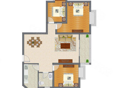 2室2厅 115.66平米户型图