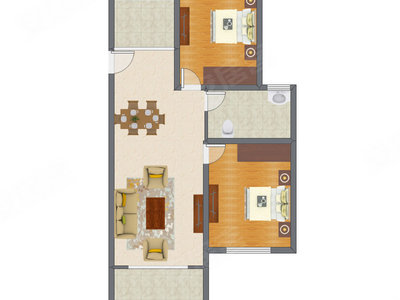 2室2厅 100.71平米户型图