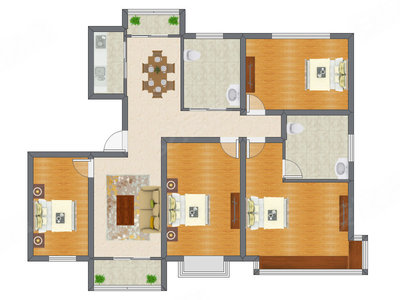 4室2厅 128.56平米