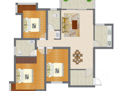 2室2厅 97.63平米户型图