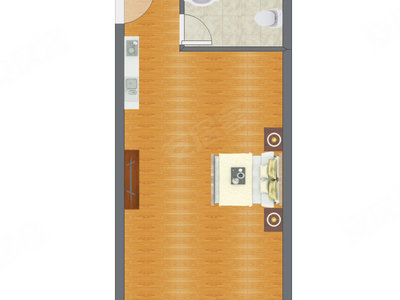 1室0厅 58.60平米户型图