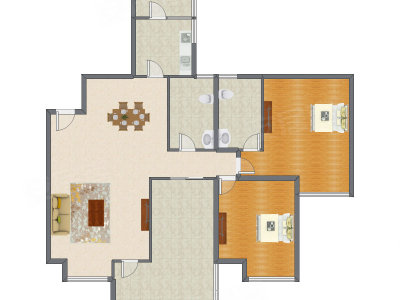 2室2厅 113.03平米户型图