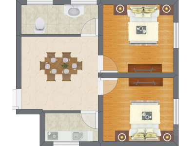 2室1厅 40.23平米户型图