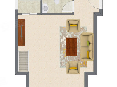 1室2厅 50.98平米户型图