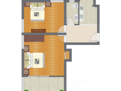 2室1厅 80.20平米