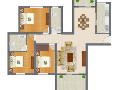 3室2厅 91.15平米