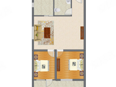 2室1厅 93.00平米户型图