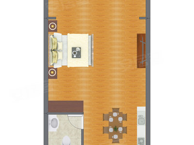 1室1厅 52.50平米户型图