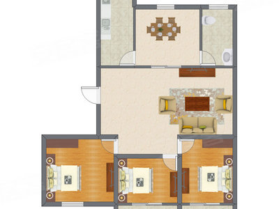 3室2厅 101.00平米户型图