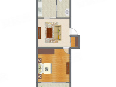 1室1厅 53.00平米户型图