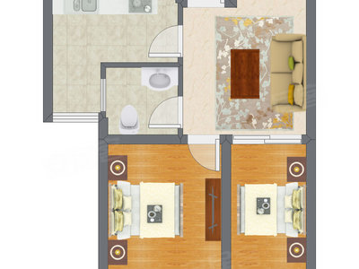 2室1厅 54.71平米户型图