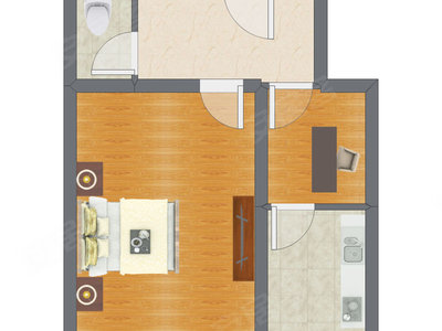 2室1厅 29.68平米户型图