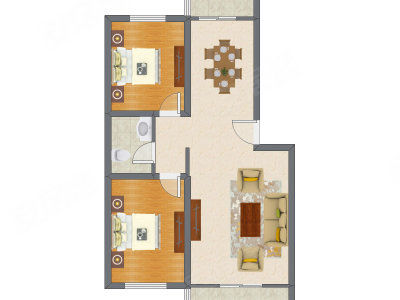 2室2厅 98.69平米户型图