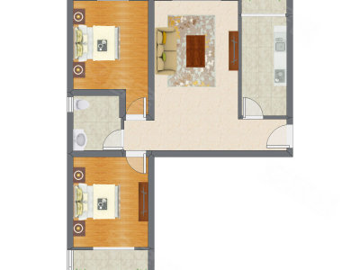 2室1厅 97.33平米户型图