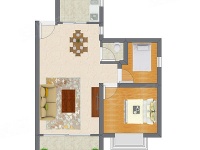 2室2厅 59.87平米户型图