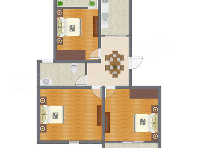 3室1厅 90.00平米