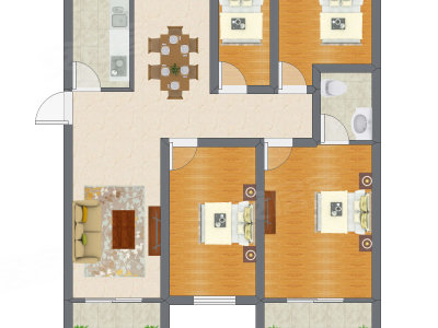 4室1厅 74.40平米