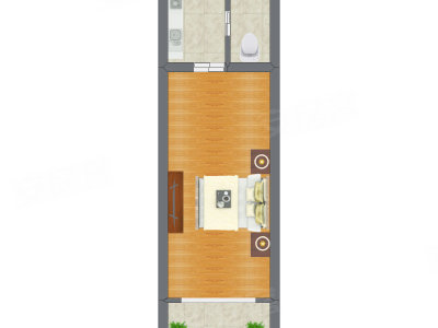 1室0厅 34.69平米户型图