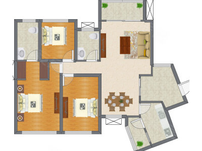 3室2厅 105.51平米
