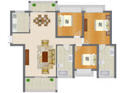 3室2厅 96.89平米