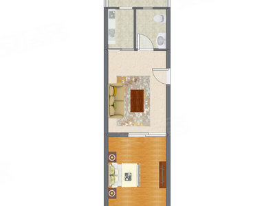 1室1厅 60.11平米户型图