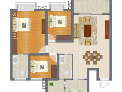 3室2厅 76.56平米