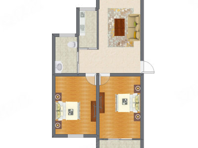 2室1厅 94.37平米户型图
