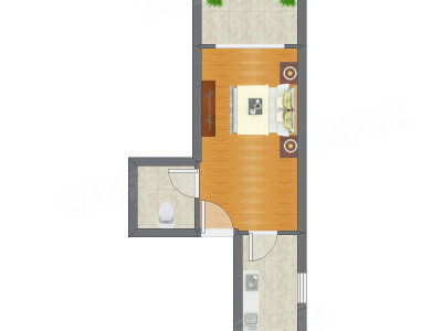 1室0厅 43.17平米户型图