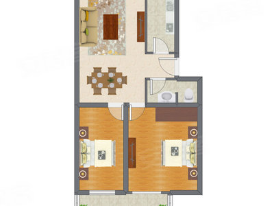 2室2厅 84.70平米户型图