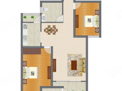 2室2厅 110.29平米户型图