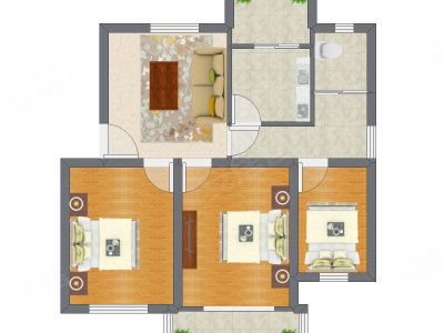 3室1厅 85.72平米户型图