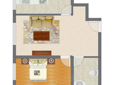 1室1厅 70.53平米户型图