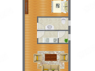 1室0厅 44.16平米户型图