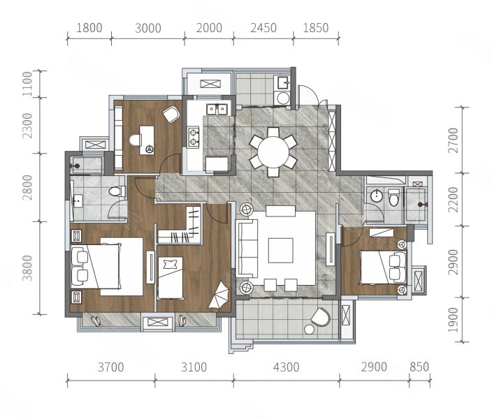 朝南向,户型方正,楼间距宽,中海天钻(新房)二手房,215万,4室2厅,2卫