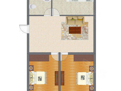 2室1厅 71.78平米