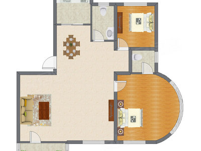 2室2厅 110.44平米户型图