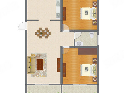 2室2厅 100.25平米户型图